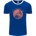 Old School DJ Gramaphone DJing Music Mens Ringer T-Shirt FotL Royal Blue/White