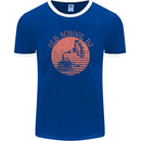 Old School DJ Gramaphone DJing Music Mens Ringer T-Shirt FotL Royal Blue/White