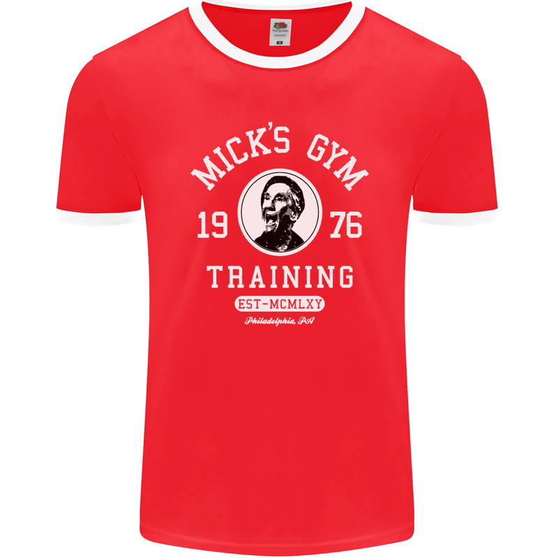 Micks Gym Training Boxing Boxer Box Mens Ringer T-Shirt FotL Red/White