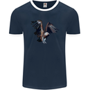 A Vulture Illustration Birds of Prey Mens Ringer T-Shirt FotL Navy Blue/White