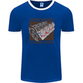 Engines & Beer Cars Hot Rod Mechanic Funny Mens Ringer T-Shirt FotL Royal Blue/White