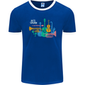 Jazz Lover Musical Instruments Guitar Mens Ringer T-Shirt FotL Royal Blue/White