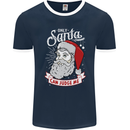 Only Santa Can Judge Me Funny Christmas Mens Ringer T-Shirt FotL Navy Blue/White
