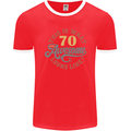 70th Birthday 70 Year Old Awesome Looks Like Mens Ringer T-Shirt FotL Red/White