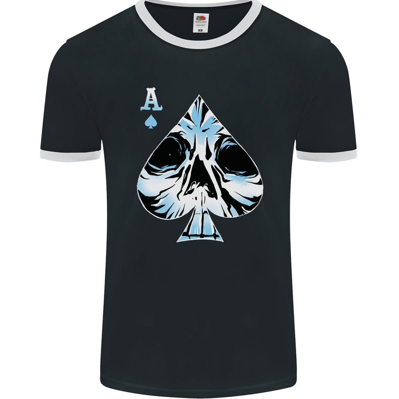 Ace of Spades Skull Mens Ringer T-Shirt FotL Black/White