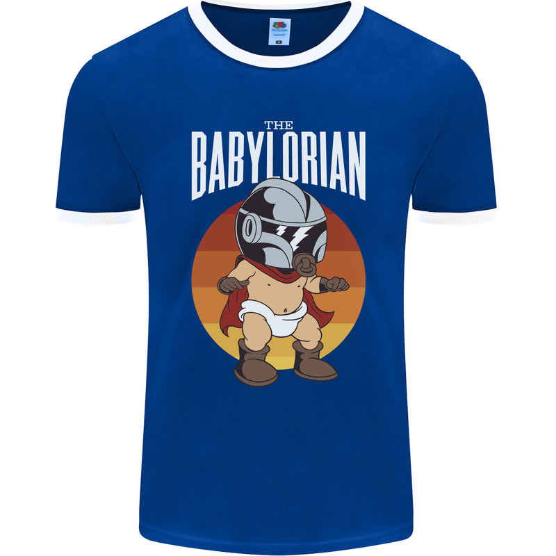 Babylorian Funny Baby Infant Toddler Parody Mens Ringer T-Shirt FotL Royal Blue/White