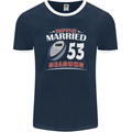 53 Year Wedding Anniversary 53rd Rugby Mens Ringer T-Shirt FotL Navy Blue/White