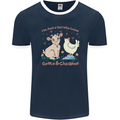 A Girl Who Loves Goats Chickens Farmer Mens Ringer T-Shirt FotL Navy Blue/White