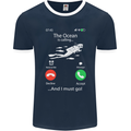 The Ocean Is Calling Scuba Diving Diver Mens Ringer T-Shirt FotL Navy Blue/White