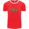 Steampunk Fox Mens Ringer T-Shirt FotL Red/White