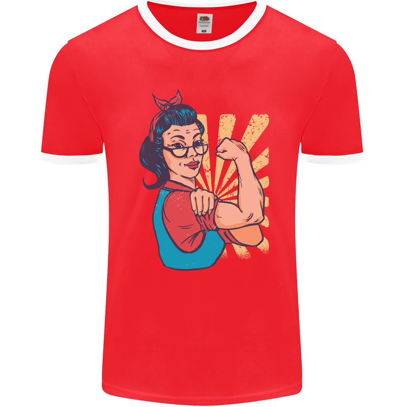 Strong Successful Woman Mens Ringer T-Shirt FotL Red/White