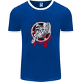 Motocross Bike on a Background of Gears Mens Ringer T-Shirt FotL Royal Blue/White