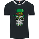 St Patricks Day of the Dead Sugar Skull Mens Ringer T-Shirt FotL Black/White