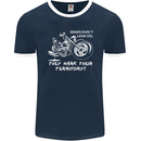 Leak Oil Motorcycle Motorbike Biker Mens Ringer T-Shirt FotL Navy Blue/White