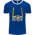 Photography Camera Around Neck Mens Ringer T-Shirt FotL Royal Blue/White