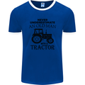 Old Man With a Tractor Driver Farmer Farm Mens Ringer T-Shirt FotL Royal Blue/White