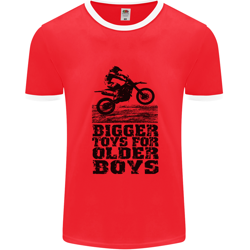 Motocross Bigger Toys Older Boys MotoX Mens Ringer T-Shirt FotL Red/White