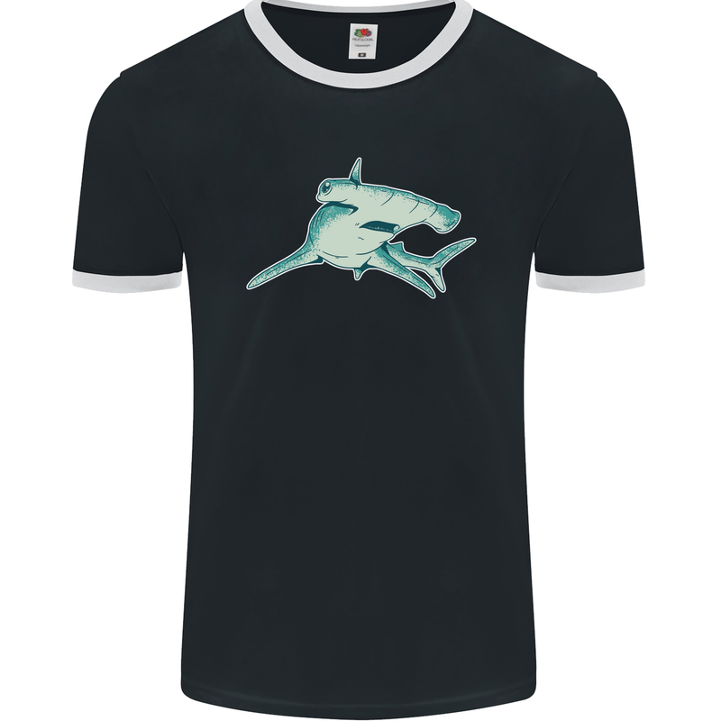 A Hammerhead Shark Mens Ringer T-Shirt FotL Black/White