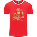 California Beach Surfing Surf Surfer Mens Ringer T-Shirt FotL Red/White