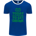 Good Day to Get Drunk St. Patrick's Day Mens Ringer T-Shirt FotL Royal Blue/White