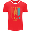 Fathers Day Living the Dad Life Twins Funny Mens Ringer T-Shirt FotL Red/White