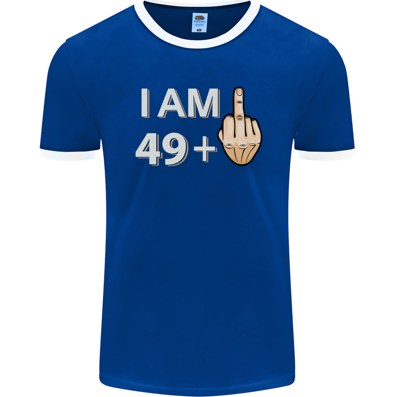 50th Birthday Funny Offensive 50 Year Old Mens Ringer T-Shirt FotL Royal Blue/White