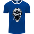 A Football Skull Soccer Footy Mens White Ringer T-Shirt Royal Blue/White