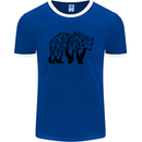 Bear Tree Animal Ecology Mens Ringer T-Shirt FotL Royal Blue/White