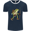 Trekking Hiking Rambling Frog Toad Funny Mens Ringer T-Shirt FotL Navy Blue/White