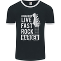 Live Fast Rock Harder Guitar & Roll Music Mens Ringer T-Shirt FotL Black/White