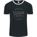 Vintage Year 46th Birthday 1977 Mens Ringer T-Shirt FotL Black/White