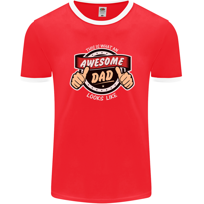 This Is What an Awesome Dad Father's Day Mens Ringer T-Shirt FotL Red/White