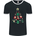 Funny Christmas Guitar Tree Rock Music Mens Ringer T-Shirt FotL Black/White