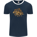 Steampunk Fox Mens Ringer T-Shirt FotL Navy Blue/White