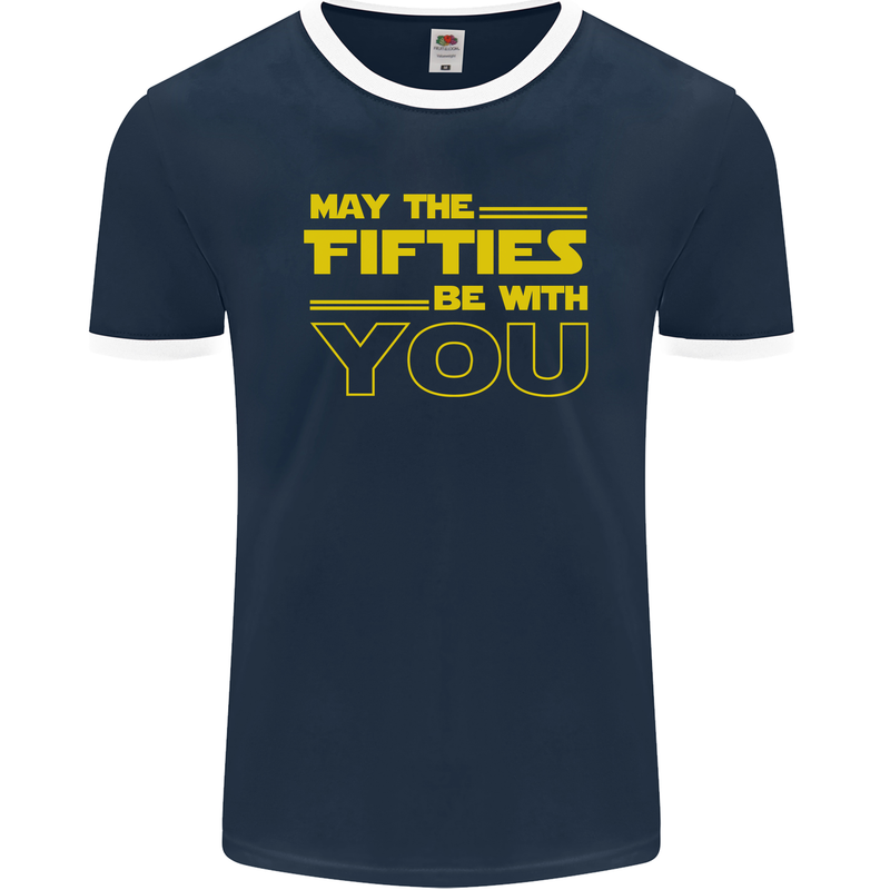 May the 50s Fifties Be With You Sci-Fi Mens Ringer T-Shirt FotL Navy Blue/White