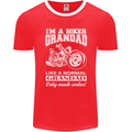 Biker Grandad Motorbike Grandparents Day Mens Ringer T-Shirt FotL Red/White