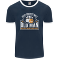 An Old Man With a Bowling Ball 10 Pin Mens Ringer T-Shirt FotL Navy Blue/White