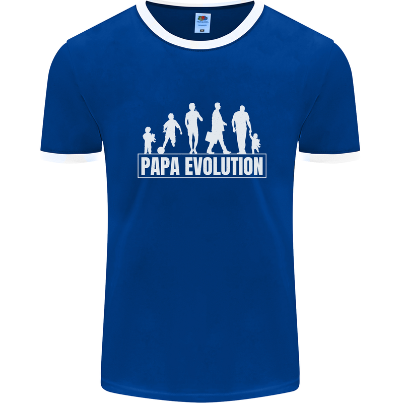 Papa Evolution Fathers Day Mens Ringer T-Shirt FotL Royal Blue/White