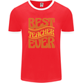 Best Teacher Ever Teaching Maths English Mens Ringer T-Shirt FotL Red/White