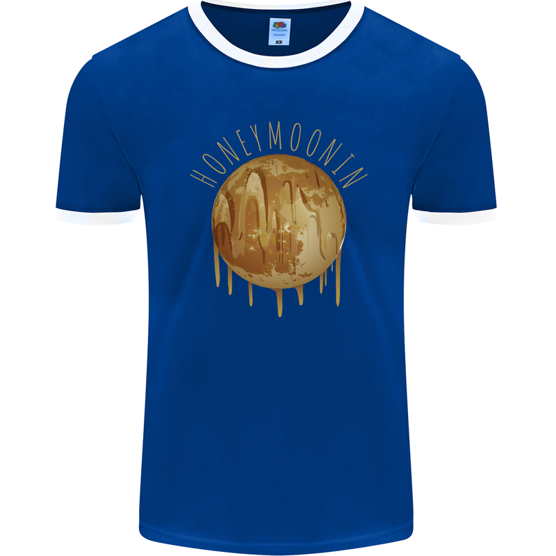 Honeymoon Honey Moon Honeymoonin Mens Ringer T-Shirt FotL Royal Blue/White