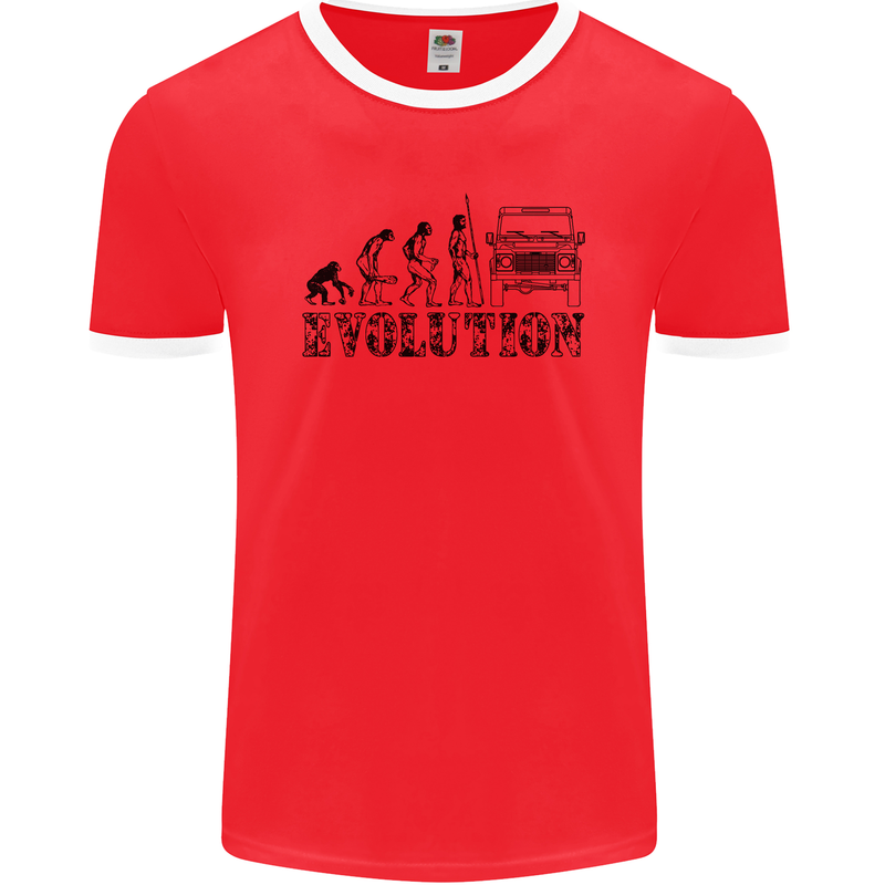 4x4 Evolution Off Roading Road Driving Mens Ringer T-Shirt FotL Red/White