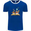 Trippy Nature Book Magic Mushrooms LSD Mens Ringer T-Shirt FotL Royal Blue/White