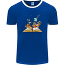 Trippy Nature Book Magic Mushrooms LSD Mens Ringer T-Shirt FotL Royal Blue/White