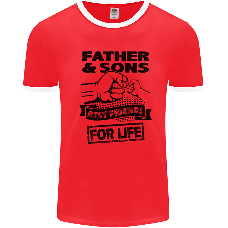 Father & Sons Best Friends for Life Mens White Ringer T-Shirt Red/White