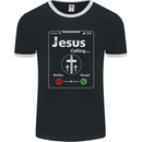 Jesus is Calling Christian Christianity Mens Ringer T-Shirt FotL Black/White