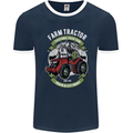 Farm Tractor Farming Farmer Mens Ringer T-Shirt FotL Navy Blue/White