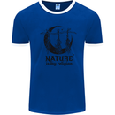 Nature Is My Religion Halloween Witch Mens White Ringer T-Shirt Royal Blue/White
