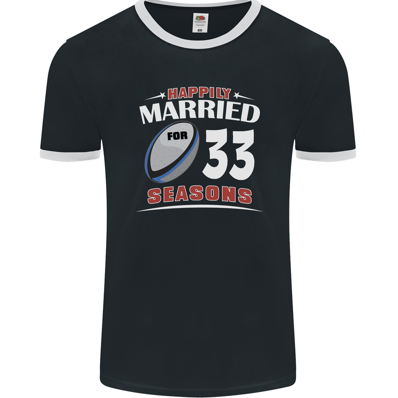 33 Year Wedding Anniversary 33rd Rugby Mens Ringer T-Shirt FotL Black/White