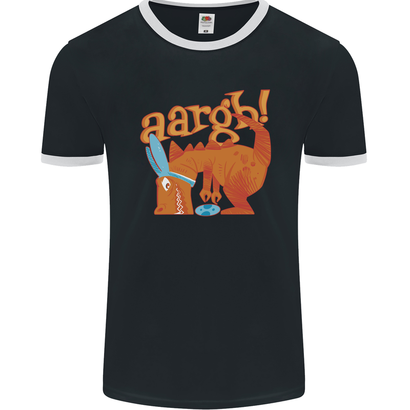 Easter Egg T-Rex as a Bunny Dinosaur Funny Mens Ringer T-Shirt FotL Black/White