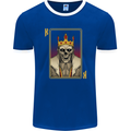 King Playing Card Gothic Skull Poker Mens Ringer T-Shirt FotL Royal Blue/White